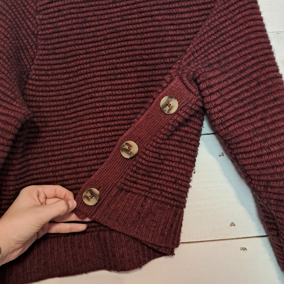 Madewell Wool Blend Chunky Turtleneck Sweater with Buttons On Side Size Small - Picture 3 of 6